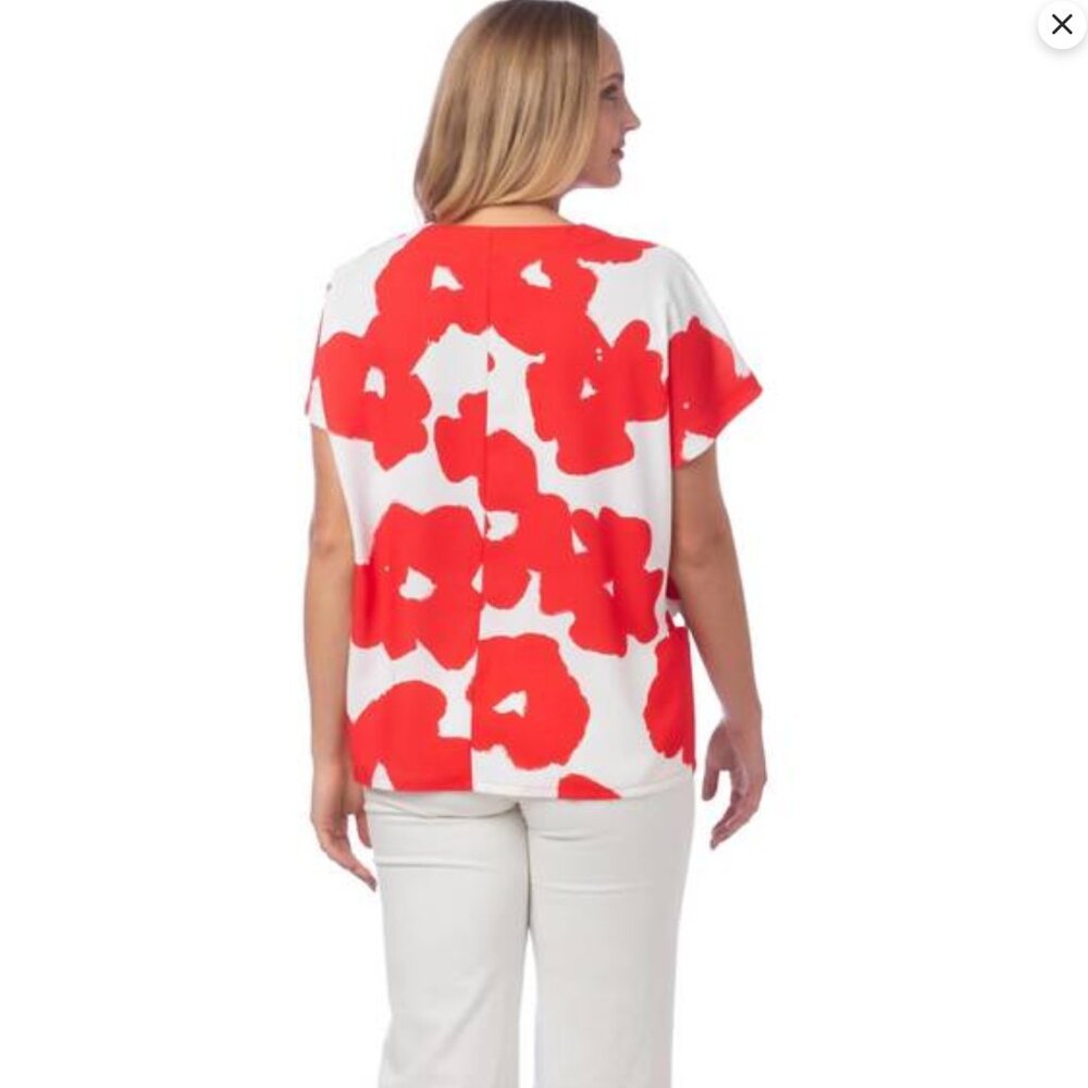 CROSBY BY MOLLIE BURCH martha tunic top in poppy RED & WHITE FLORAL LARGE - Picture 2 of 10
